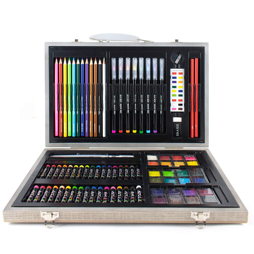 Art Supplies Vigorfun Deluxe Wooden Art Set Crafts Drawing Painting Kit  with 2 Sketch Pads Oil Pastels Acrylic Watercolor Paints Creative Gifts Box  for Adults Artist Kids Teens Girls 85 Piece Set