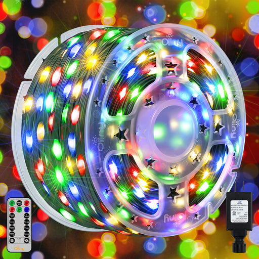 330ft 1000LED Christmas Lights with Reel, 8 Modes & Timer Remote, Clea –