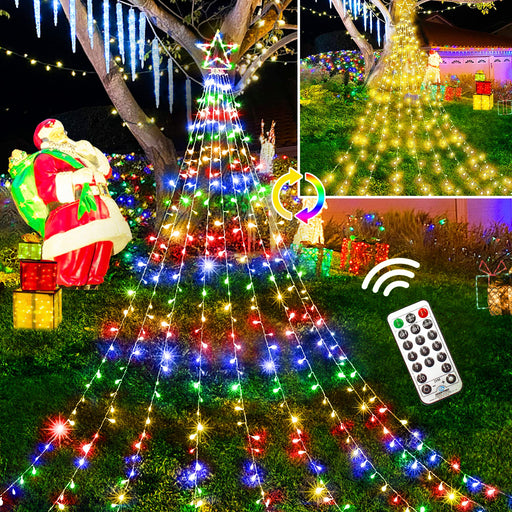 Christmas Lights Outdoor 352LED 11.5FT,Multicolor Tree Light with Plug in  Remote