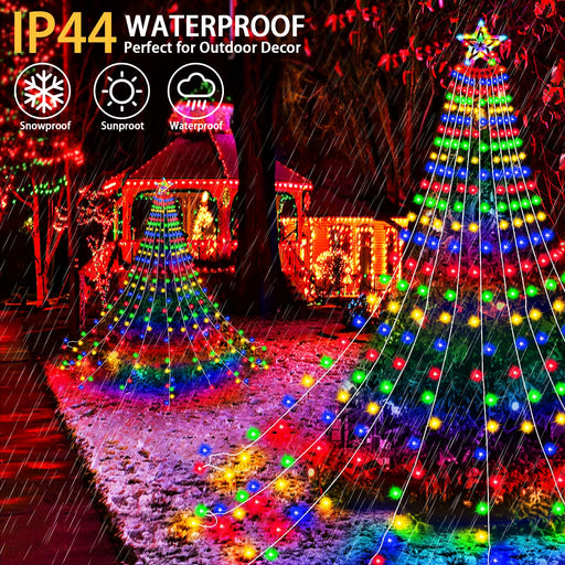 Christmas Lights Outdoor 352LED 11.5FT,Multicolor Tree Light with Plug in  Remote