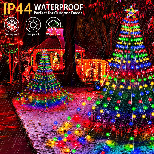 Aihimol Christmas Decoration Lights,9 String Lights,10 FT Long LED  Waterfall Christmas Tree Lights With Star Topper,8 Modes Wireless Remote  Control