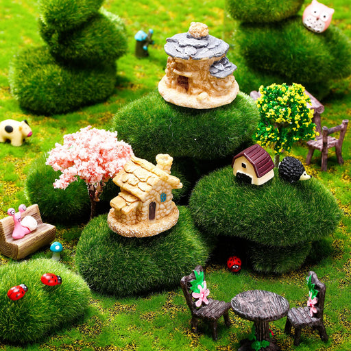 KISEER 6 Pack Fairy Garden Grass 6 x 6 Inches Miniature Artificial Craft  Grass for Dollhouse Ornament DIY Decoration
