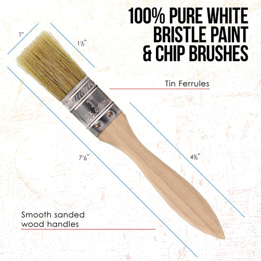 Juvale 50 Pack Wooden Chip Brushes, 1 Inch Paint Brush Set for Paint,  Stains, Varnishes, Glues, and Gesso, Nylon Fur Brush, Wooden Handle, 7 x 1  In