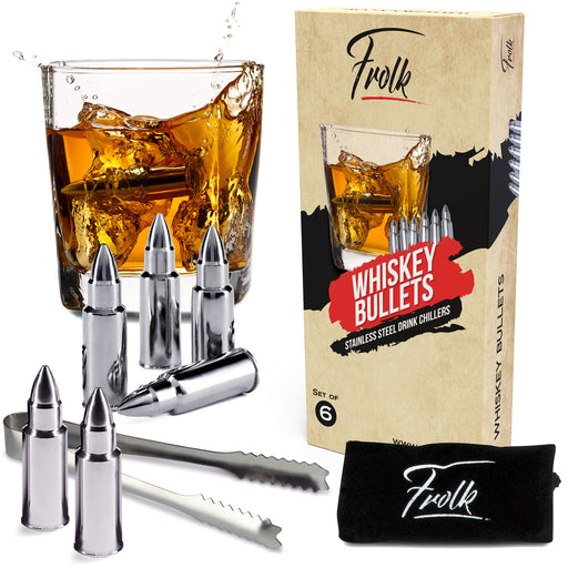 Chouggo Bullet Whiskey Stones with Vintage Wooden Case, Stainless Steel Ice  Cubes, Whiskey Gift Set for Men, Dad, Husband, Boyfriend