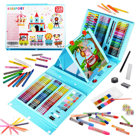 KINSPORY 150 Pcs Portable Inspiration & Creativity Coloring Art Set Painting & Drawing Supplies Kit, Markers, Crayons, Colour Pencils - Black