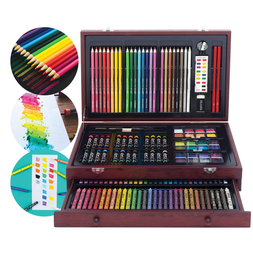 Articause 100+ Art Box Set in Wooden Case - Marker/Oil Pastels