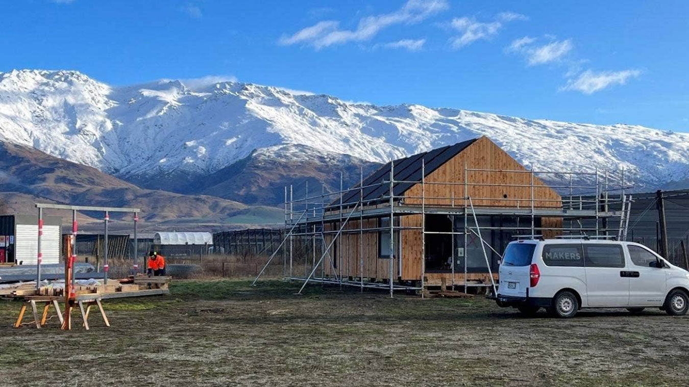 Flexi house under construction after initial assembly.