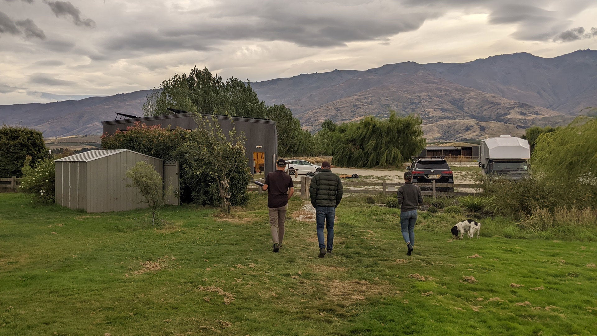 Finishing up the orchard tour and heading into the sheds for further equipment checks and reviews.