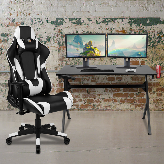 BlackArc Gaming Bundle-Desk, Cup Holder/Headphone Hook & Reclining Chair