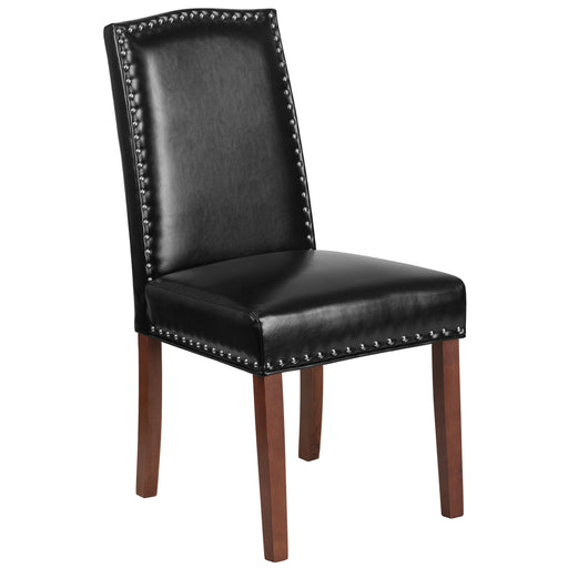 EMMA + OLIVER King Louis Dining/Desk Chair with Tufted Back, Black Vinyl  Seat/Frame