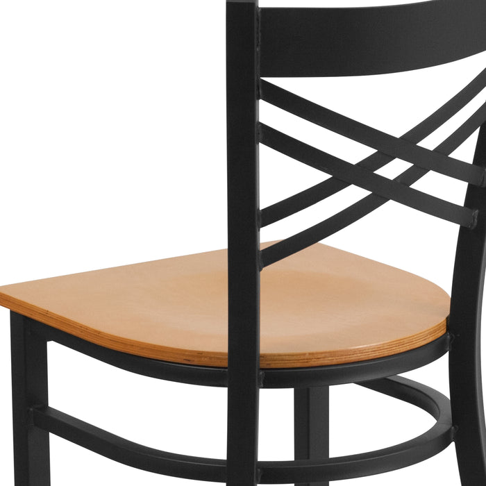 Black "X" Back Metal Restaurant Dining Chair