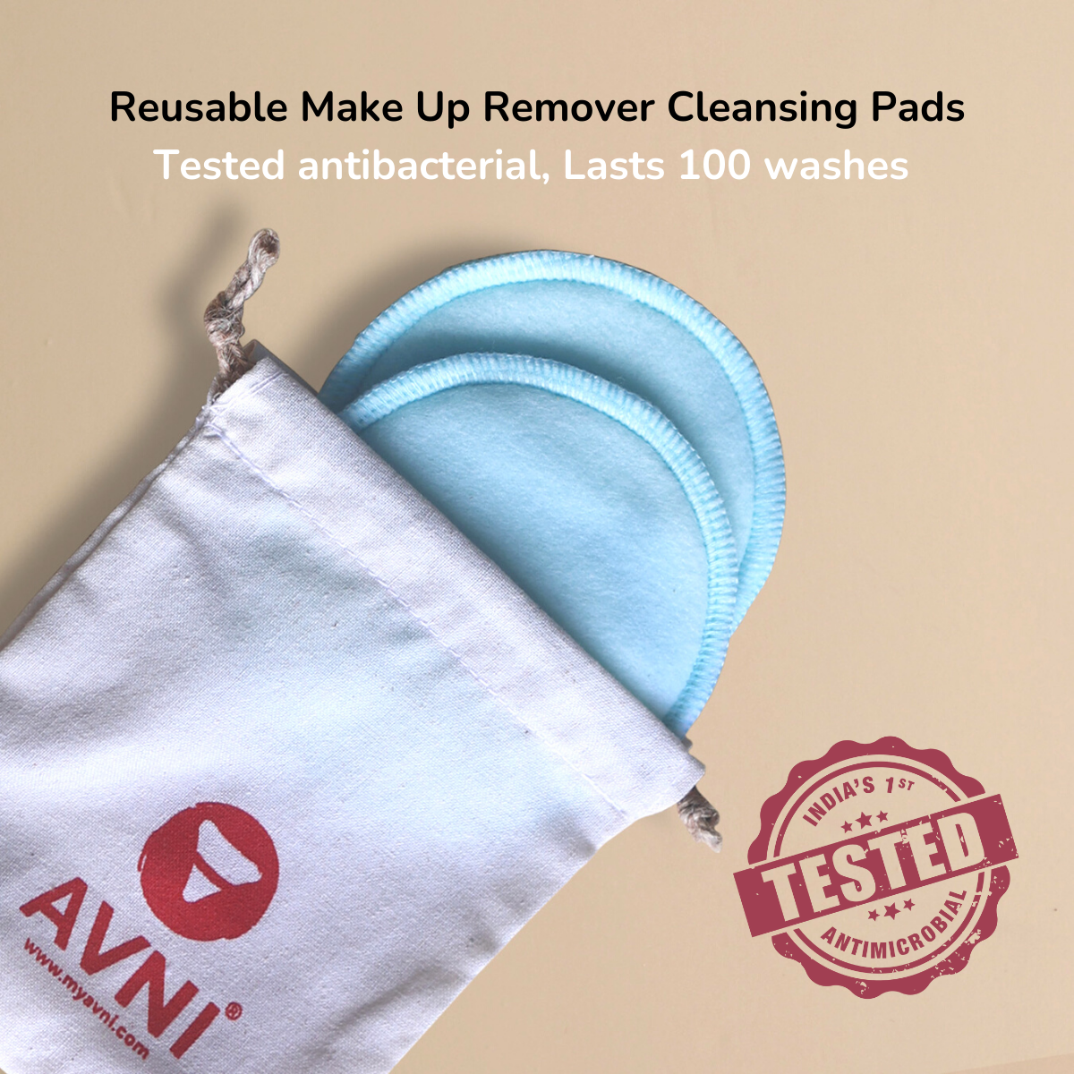 Avni Lush Certified 100% Organic Cotton Washable Cloth Pads, 3 R +