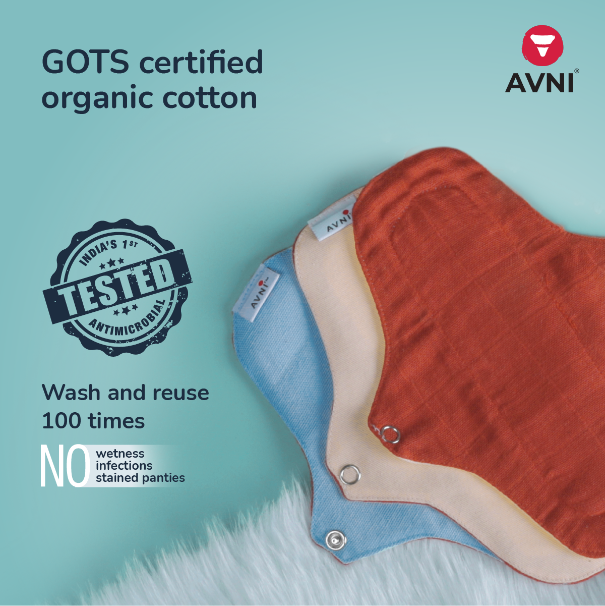 Avni Fluff Washable Cloth Panty Liner (S- 200MM X 4) + Period Wear  Wash-100ml Pantyliner, Buy Women Hygiene products online in India
