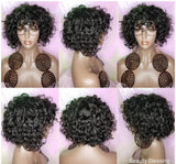 Wig Short Loose Curl Bob Style Brazilian Remy 100% Human Hair Full Cap Women Wig Curly Hair