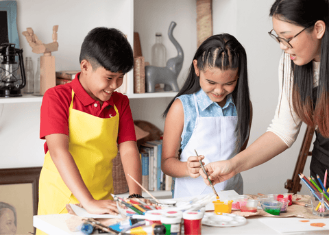 Kids playing with arts and crafts