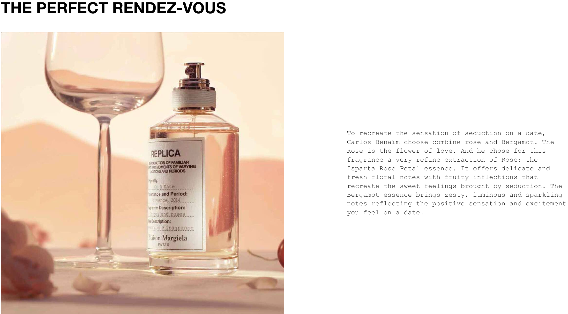 Maison Margiela Replica On a date Fragrance Description.
