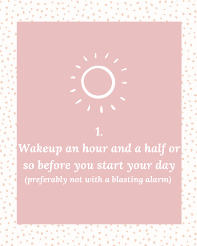 Morning Routine tips, pink visual with white text