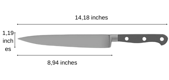 Slicing knife Kyoto dimensions