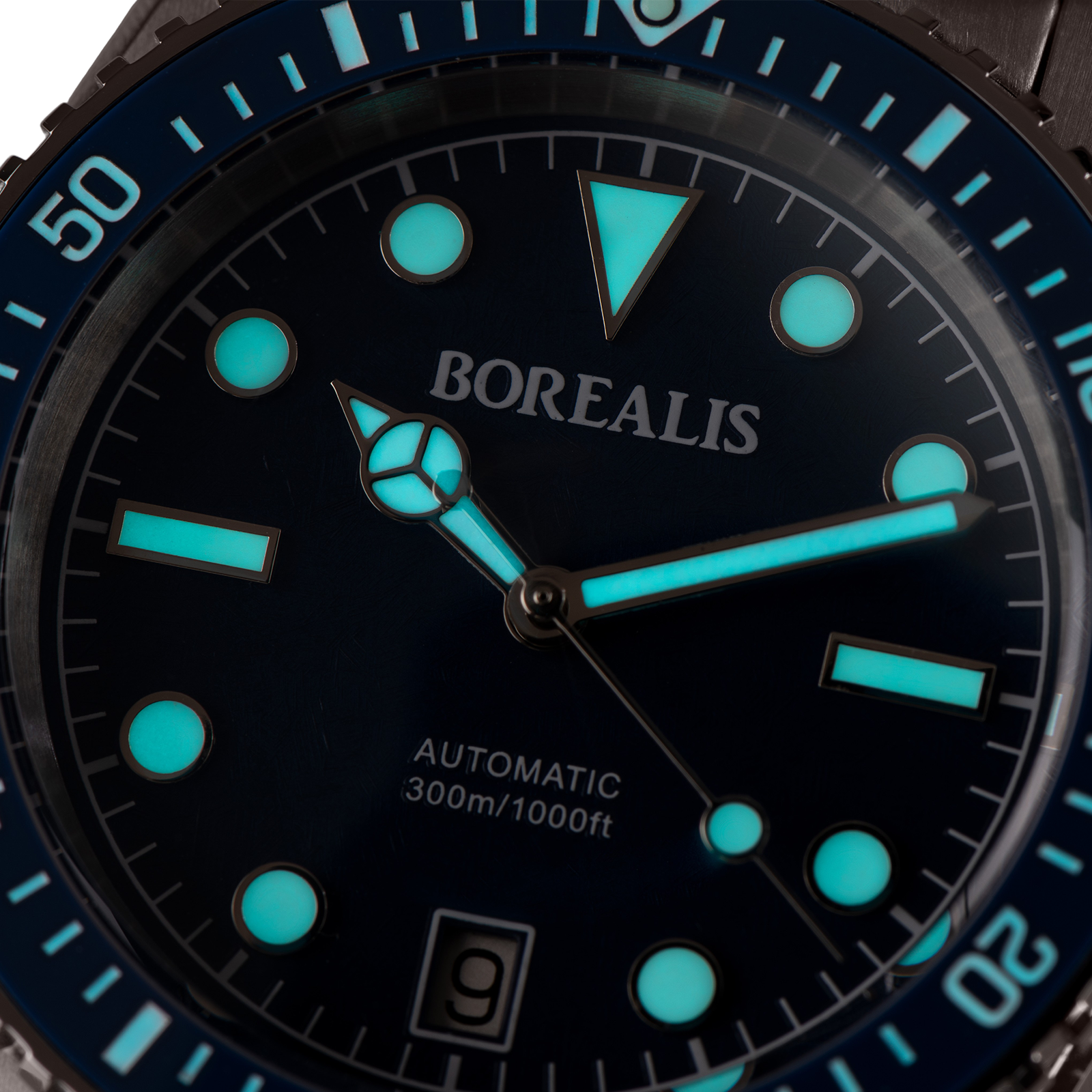 Borealis Bull Shark V2 Blue Dial Mercedes Hands Date Miyota 9015 - Borealis  Watch Company