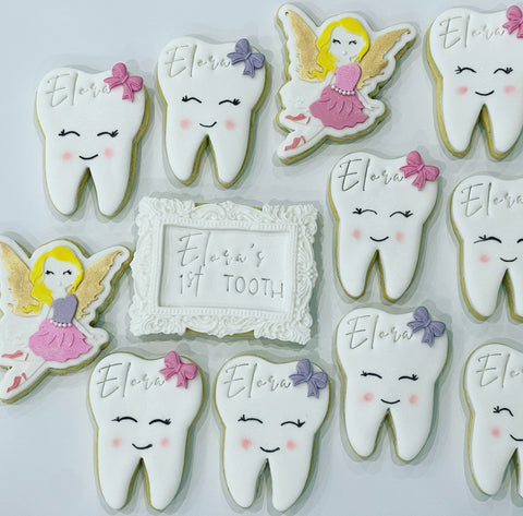 Sydney Cookies Sydney Set Includes First Tooth Cookies with Fairy Cookies and Personalised White Cookies