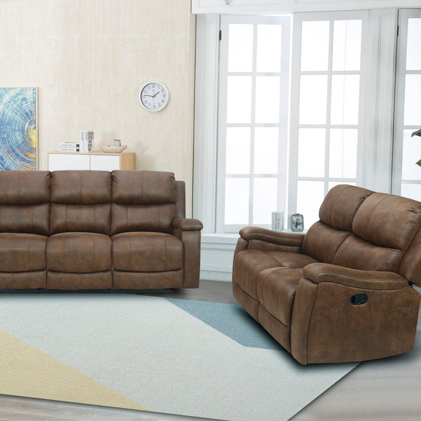Marwood Brown Manual Reclining Sofa & Loveseat 2pc | Ornate Home