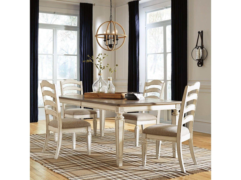 Realyn Rectangular Dining Table w/ 4 Ladderback Chairs * 5pc Set