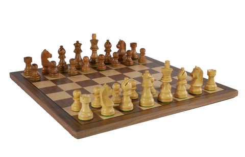 French Staunton Chess & Checkers Set – Wood Weighted Pieces, Brown