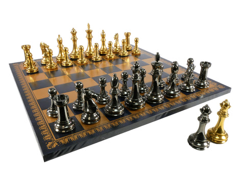 Chess Set - Solid Brass Staunton Pieces on 23