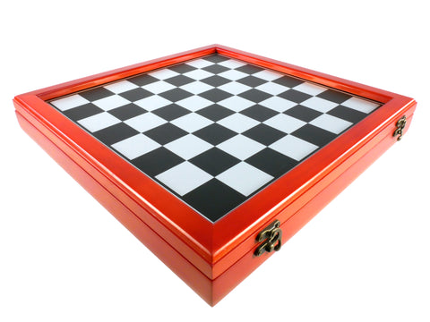 Straight Up Chess Board - Red Cherry Chess Board with Black Contemporary  Frame