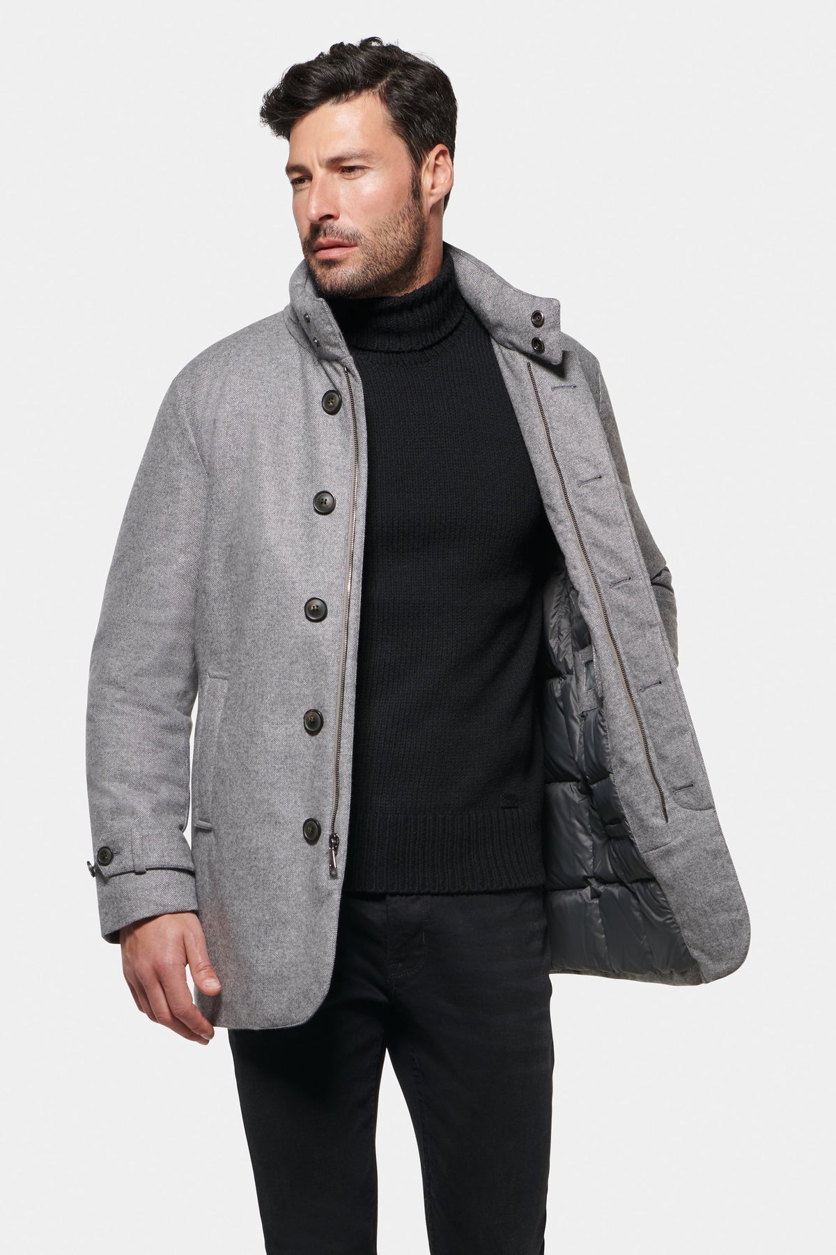 Slim Hooded Pure Cashmere Car Coat Light Grey - Norwegian Wool