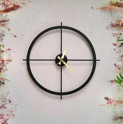 Black Minimal Metal Wall Clock, Modern Metal Wall Decor