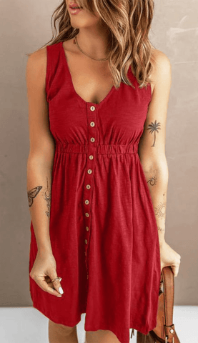 Sleeveless Boho Button Down Mini Dress