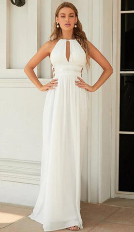 White Boho Grecian Maxi Dress