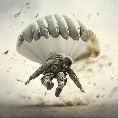 militare con paracadute