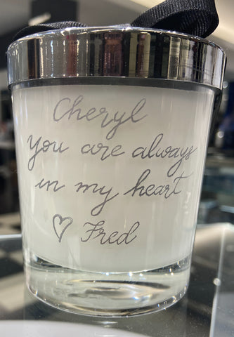 Engraving on candle