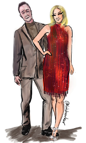 Fashion sketch of couple created digitally