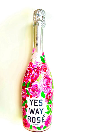 Hand painted Rose Bottle