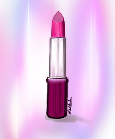 Illustration of Pink Lipstick with neon pink background