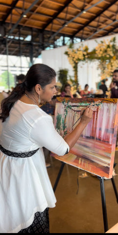 Live Wedding Artist Painting at luxury Indian Wedding Richmond Virginia