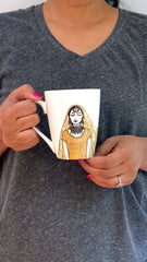hand painted mug with south asian bride in gold outfit 