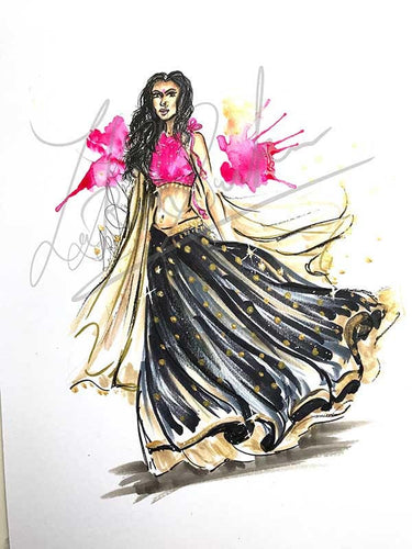 Indian fashion illustration dress drawings by Srabani - Trendy Art Ideas