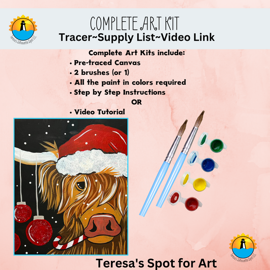 DIY Paint Party Kit Instant Download, Includes Tracer, Instructions, Supply  List,farm, Animal, Kids Art, Highland Cow Sunflower, 