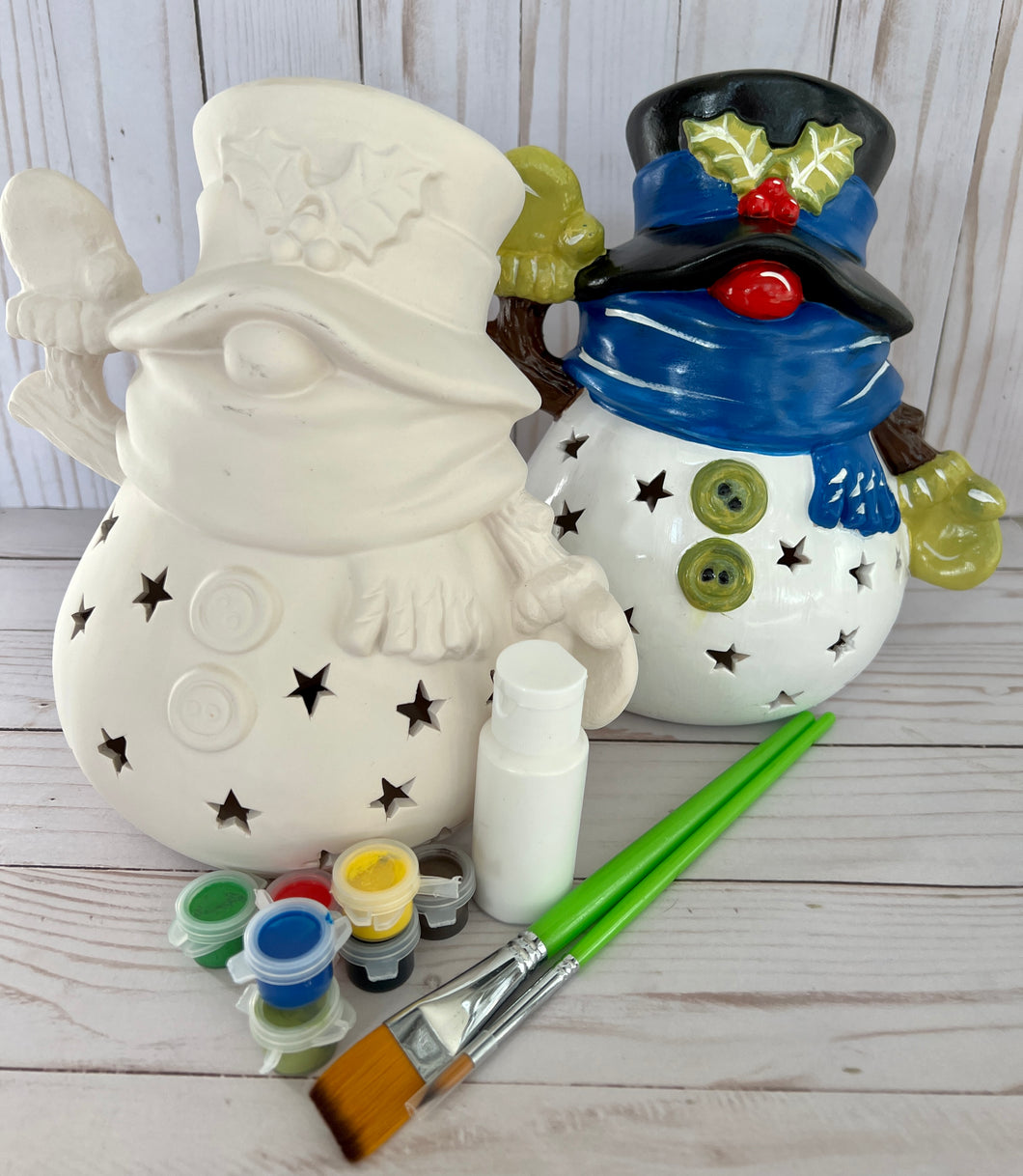 Ceramic Light up Snowman  Complete Art Kit
