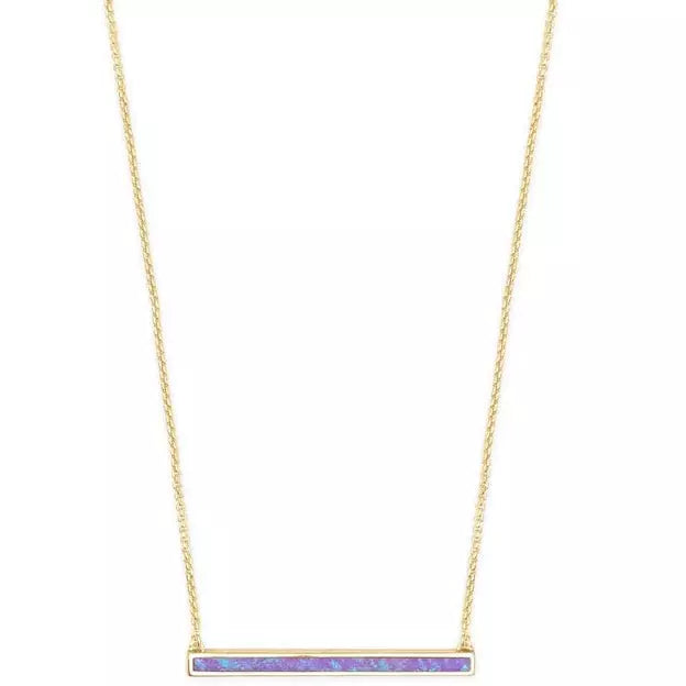 Kelsey Gold Pendant Necklace Violet Kyocera Opal - Zinnias Gift Boutique