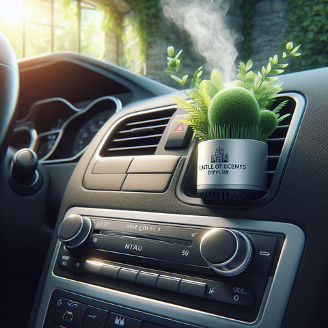 Ai created image of a eco-friendly car air freshener inside of a car.