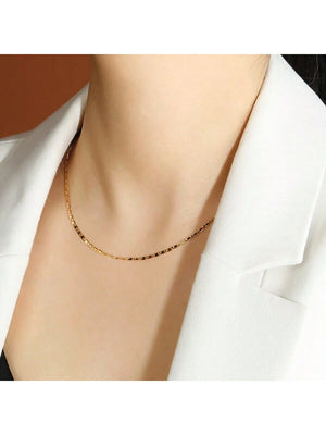 18k Gold Plated Flat Chain Necklace - Style with a Smile Boutique