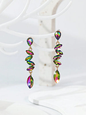 Oil Spill Rhinestone Drop Earrings - Style with a Smile Boutique