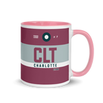 Load image into Gallery viewer, CLT - Charlotte Airport Code mug with colored interior
