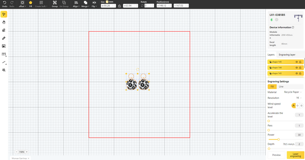 laser cutting wood jewelry design