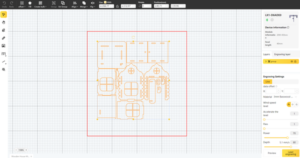 laser cutting wooden house design